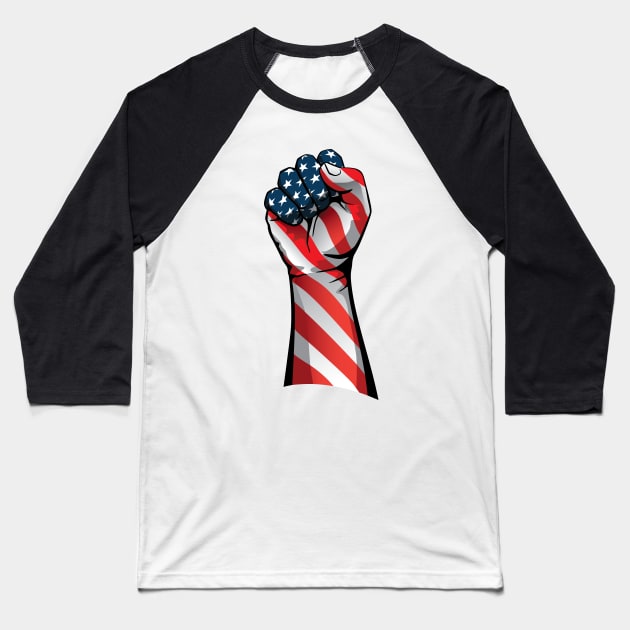 American Pride Raised Fist Baseball T-Shirt by hobrath